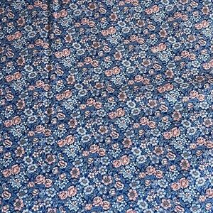 Blue calico, cotton, floral fabric, 3 yards, 44" wide